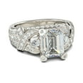 thumbnail image 3 of HeartsAndYou 5.5ct Emerald Cut Moissanite Gatsby Cocktail Engagement Ring for Women 18k White Gold over Silver, 3 of 5