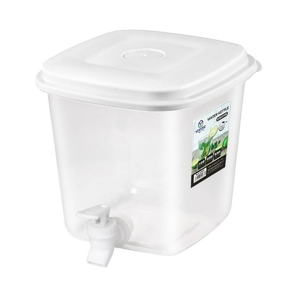 Hervidor de agua fría para refrigerador con grifo, dispensador de jugo, té helado transparente Cuadrado de 35 L.