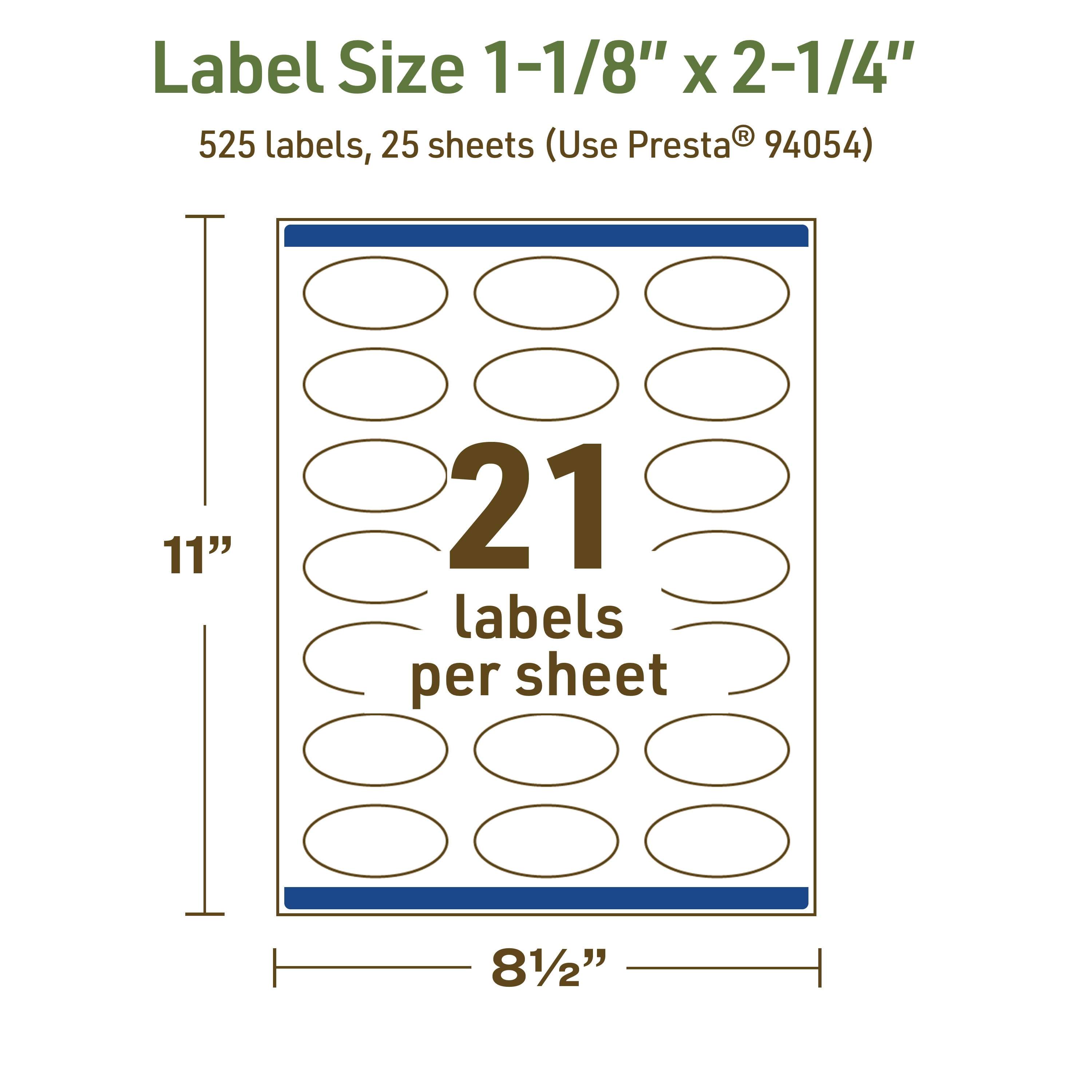 Avery Dissolvable Oval Labels, 1-1/8" x 2-1/4", 525 Labels