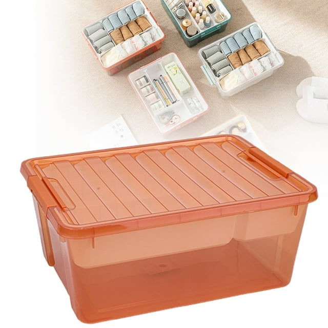 Plastic Storage Box With Removable 4 Compartments Tray Portable Clear Storage Container With Handle For Organizing Tool Craft Bead Sewing