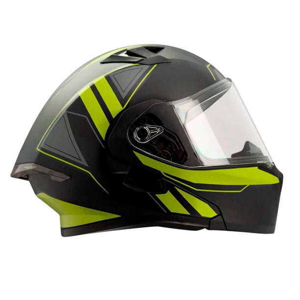 Casco RODA RUSH Amarillo/Negro Mate Krudo Abatible SVS XL