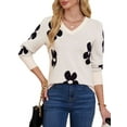 thumbnail image 4 of Vividaire Women's Fall Sweaters Casual Floral Knit Long Sleeve Pullover Tops, 4 of 6
