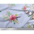 thumbnail image 2 of Soimoi polyester Crepe Fabric Leaves & Anemone Flower Printed Craft Fabric by the Yard 42 Inch Wide, 2 of 3