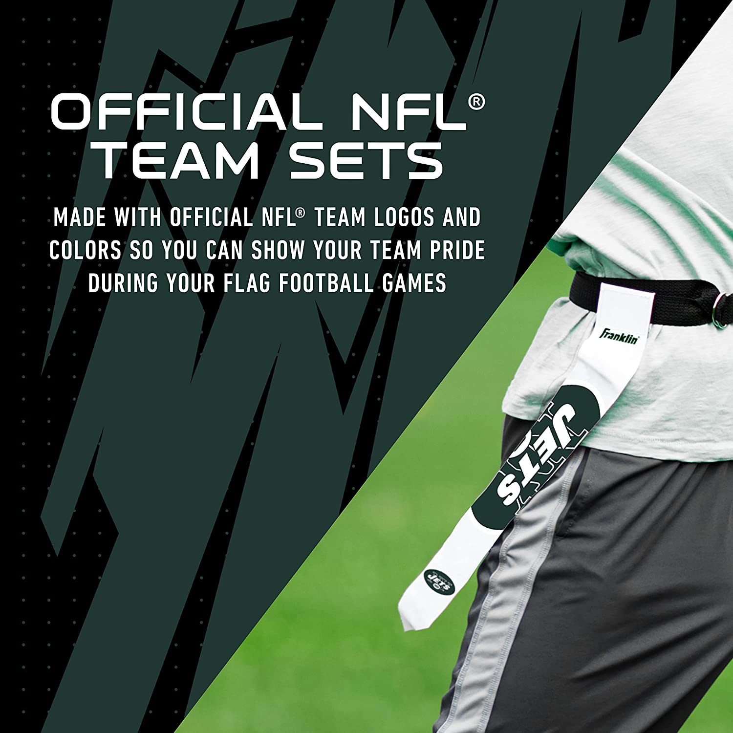 Franklin Sports NFL New York Jets Youth Flag Football Set - image 3 of 8