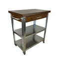 thumbnail image 1 of Eccostyle Solid Bamboo & Stainless Steel Kitchen Cart with Drawer - Caramel, 1 of 6