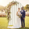 thumbnail image 2 of Sage Green Striped Arch Backdrop Cover, Spandex Fitted Wedding Arch Cover, Modern Farmhouse Green Stripes Round Top Stand Covers for Birthday Ceremony Bridal Shower Party Decor 6.6x3.3 Ft, 2 of 9