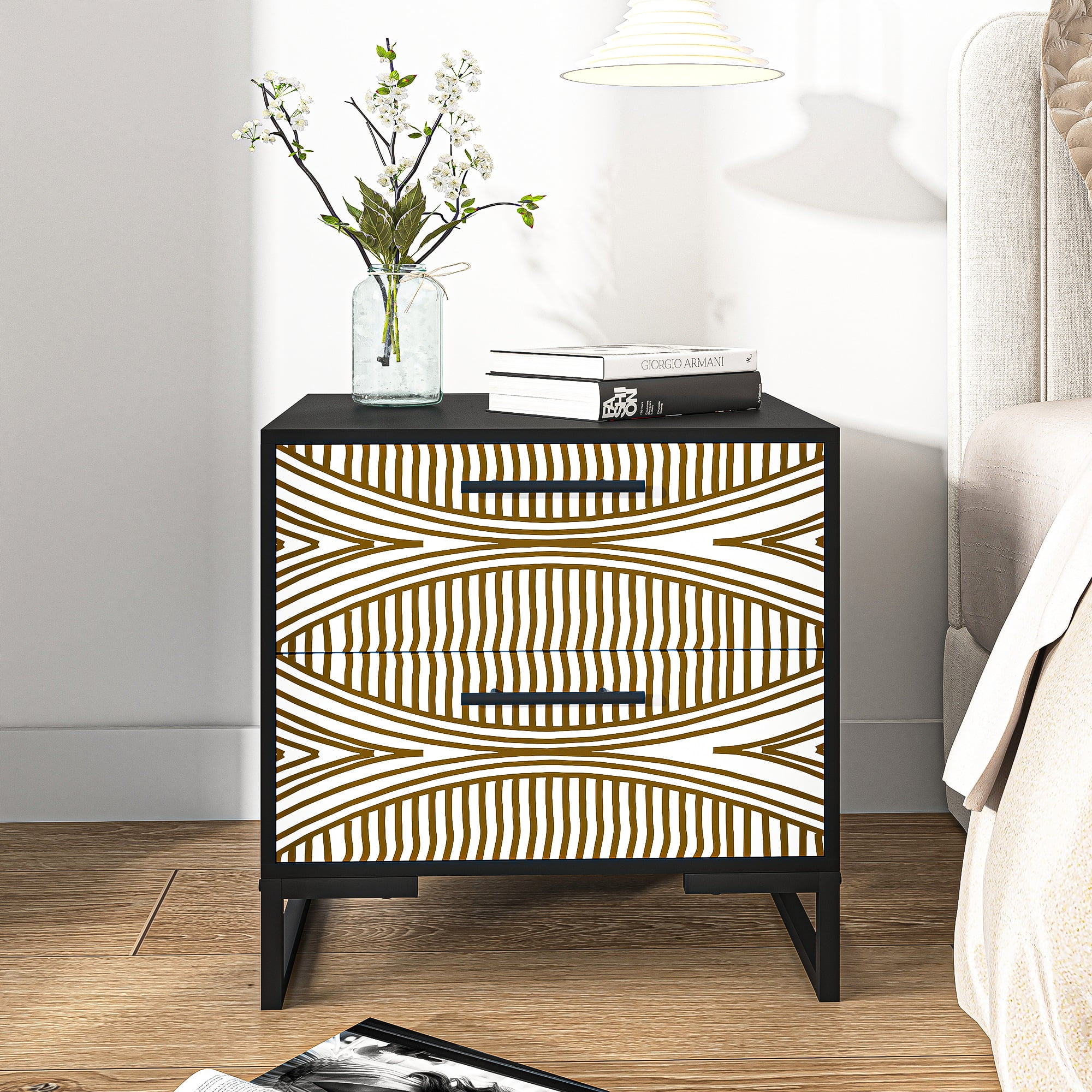 YYAo Modern 2 Drawer Nightstand, End Table Bedside Table with Storage for Living Room, Bedroom, Black YYAo Modern 2 Drawer Nightstand, End Table Bedside Table with Storage for Living Room, Bedroom, Black