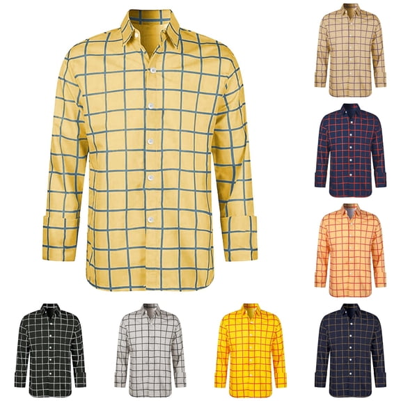 RMGVDSD Children's Long Sleeve Plaid Shirts Boys Girls Button Down Shirt Classic Fit Casual Shirts Plus Size Tops Fall Clothes 7-8 Years