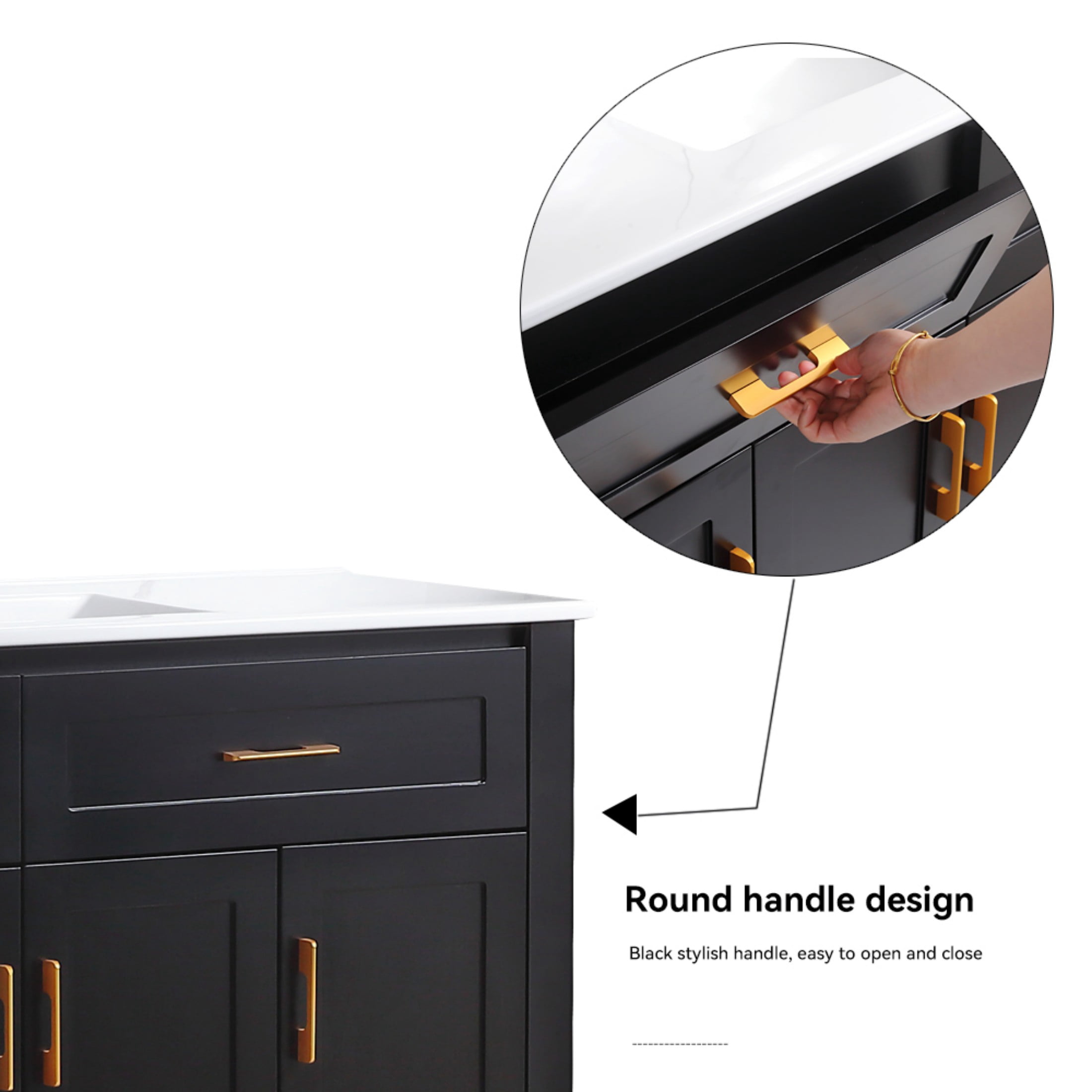 48"Bathroom Vanity, Freestanding Bathroom Vanities with Sink,Bathroom Storage Cabinet with 4 Soft close doors and 4 drawers, Black
