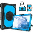 thumbnail image 2 of TECH CIRCLE Case for Galaxy Tab S8 Plus & Galaxy Tab S7 Plus & Galaxy Tab S7 FE Tablet (12.4 Inch) - Protective Sturdy Kickstand Case with Shoulder/Hand Strap for SM-X800/SM-T730/SM-T970 (Blue Black), 2 of 7