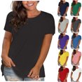thumbnail image 5 of ZQGJB Women Plus Size Tops Casual Dressy Summer Short Sleeve Round Neck Basic Plain Tees Shirt Loose Fit Oversized Baggy T-Shirts Trendy Cozy Tunic Blouse Black M, 5 of 5