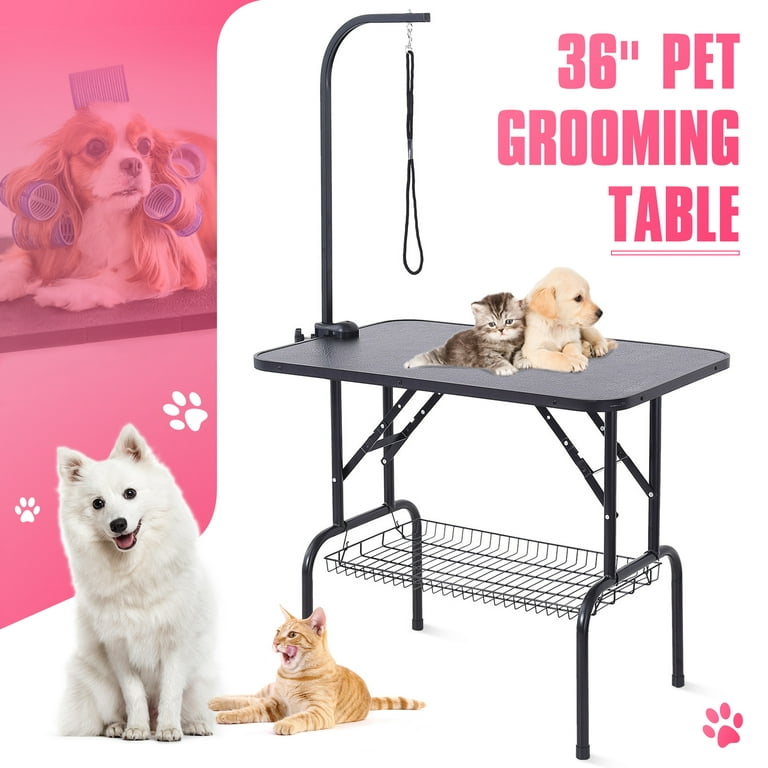 36'' Adjustable Pet Dog Cat Grooming Table Foldable With Arm Noose