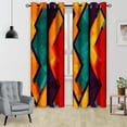 thumbnail image 4 of Colorful Abstract Blackout Window Curtains, Geometric Red Orange Cyan Pattern Aesthetic Art Living Room Bedroom Decor Thermal Curtain Darkening Grommet Window Drapes Treatments, 2 Panels 52x84 Inch, 4 of 6