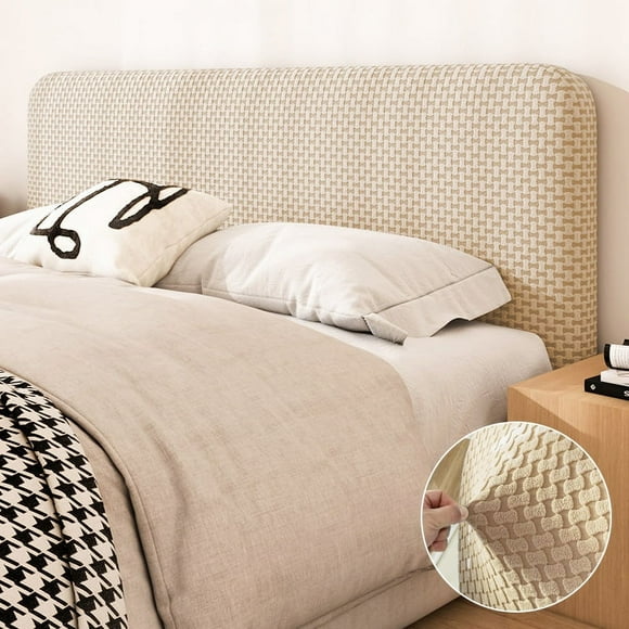 Zhuge 1 piece detachable headpiece knitted plush jacquard fabric bedroom decoration elastic headboard sliding cover headboard protective cover 1.8m long (light gray)