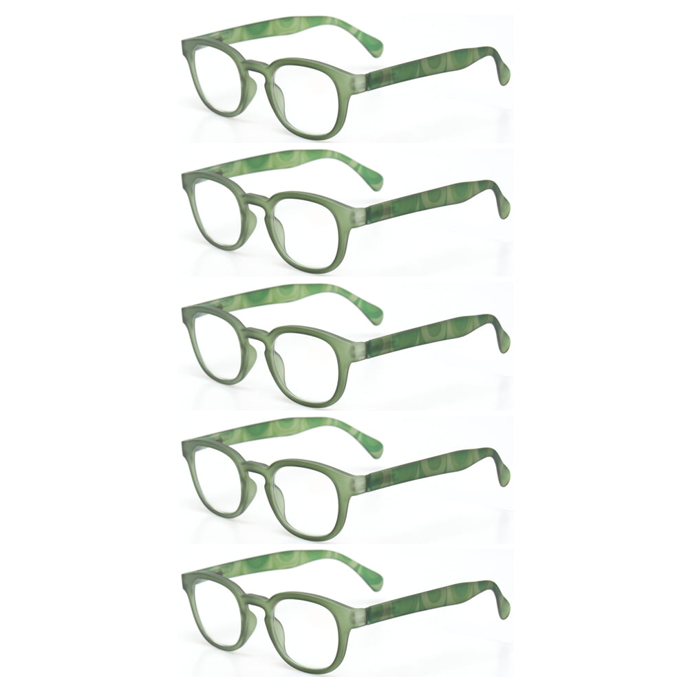 Reading Glasses 5 Pack Unisex Fashion Spring Hinge with Pattern Design Readers 