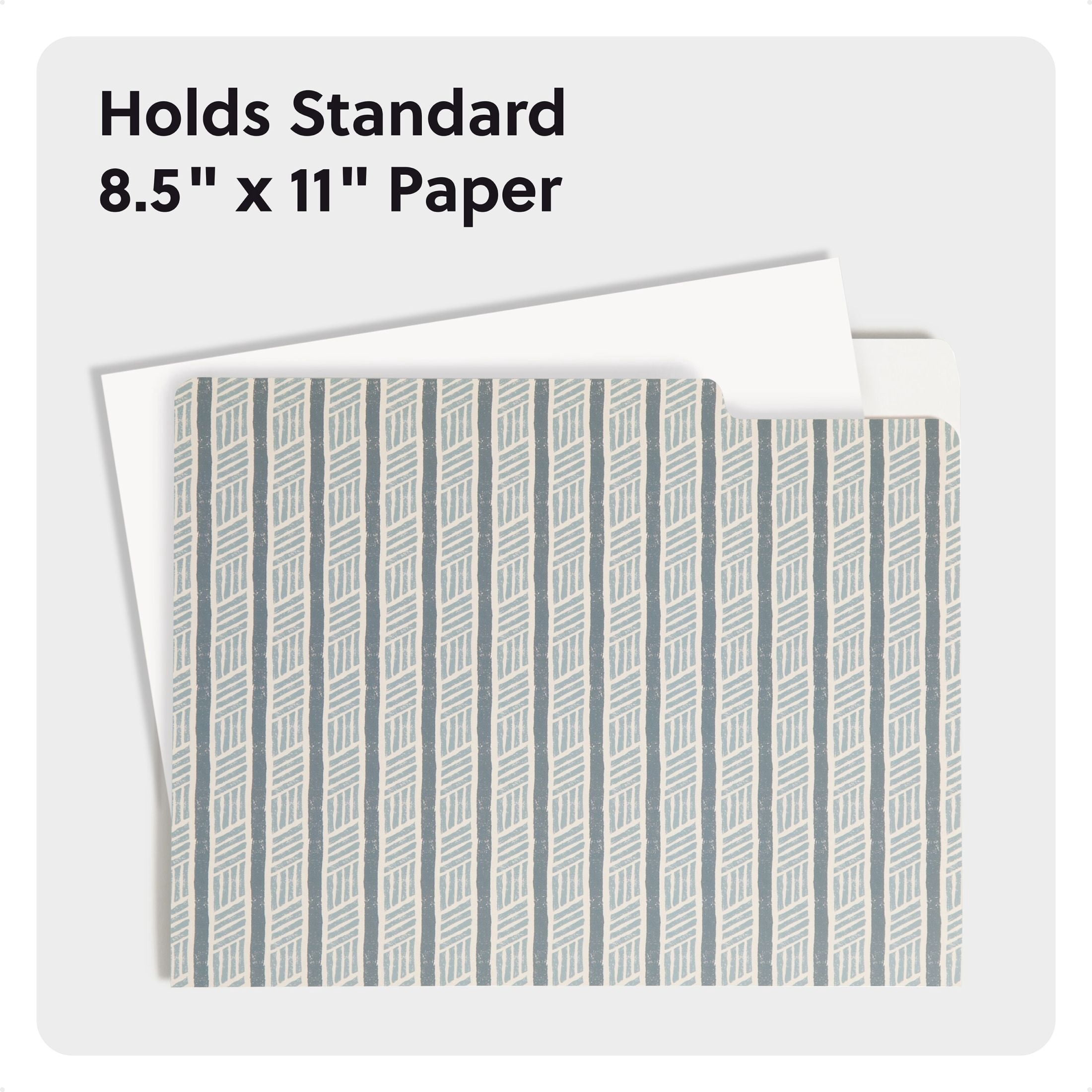 U Brands Fashion File Folders, Set of 12, Handcrafted Haven Blue, 1/3-Cut Tabs, Letter Size