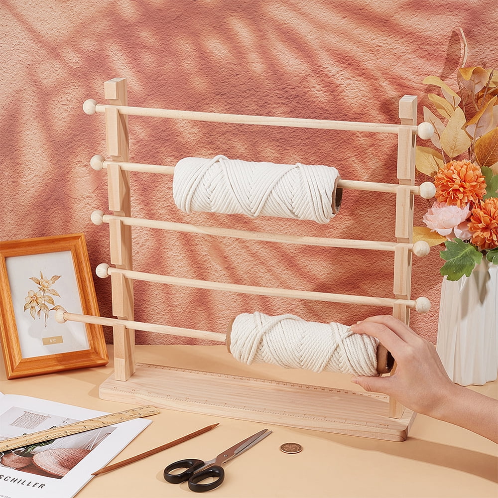 5 Tier Ribbon Holder Organizer Rack Wooden Ribbon Spool Holder Ribbon Organizer for Sewing Craft Wreath Mesh Thread Tape