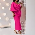 thumbnail image 3 of AURA Plus Size Women Sexy V Neck Big Bow High Waist Split Maxi Party Dress Elegant Bodycon Evening Gown, 3 of 8