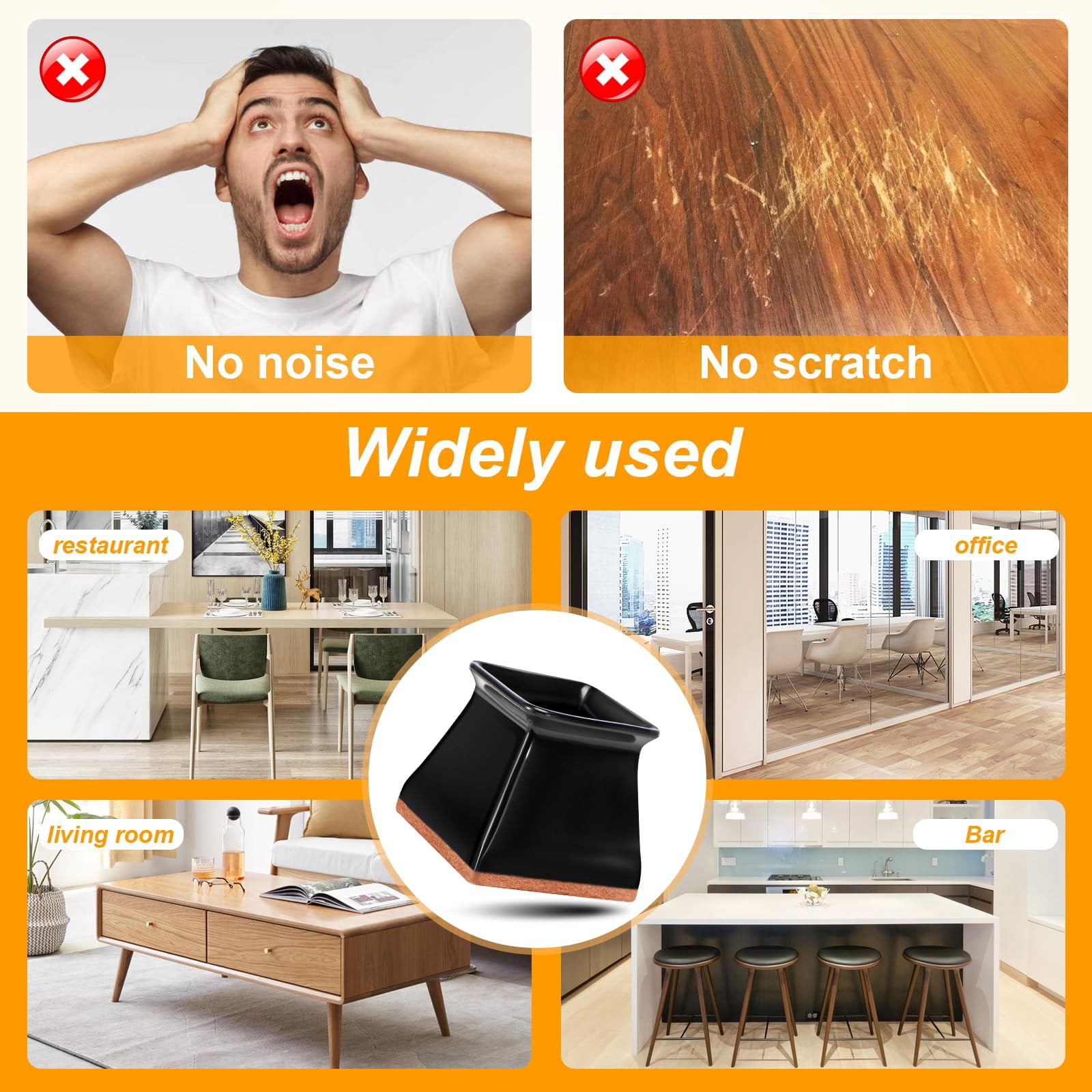 16 Pack Chair Leg Floor Protectors for Hardwood Floors, Silicone Felt Pads, Furniture Feet Covers, Scratch and Noise Reduction, Universal Large Size
