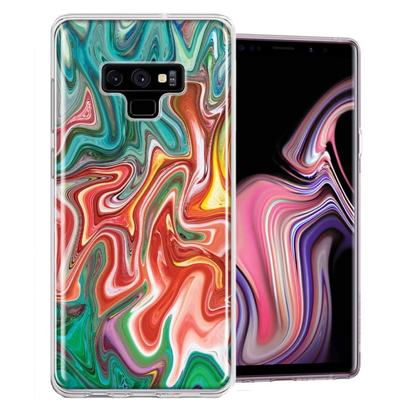 MUNDAZE For Samsung Galaxy Note 9 Green Pink Abstract Design Double Layer Phone Case Cover