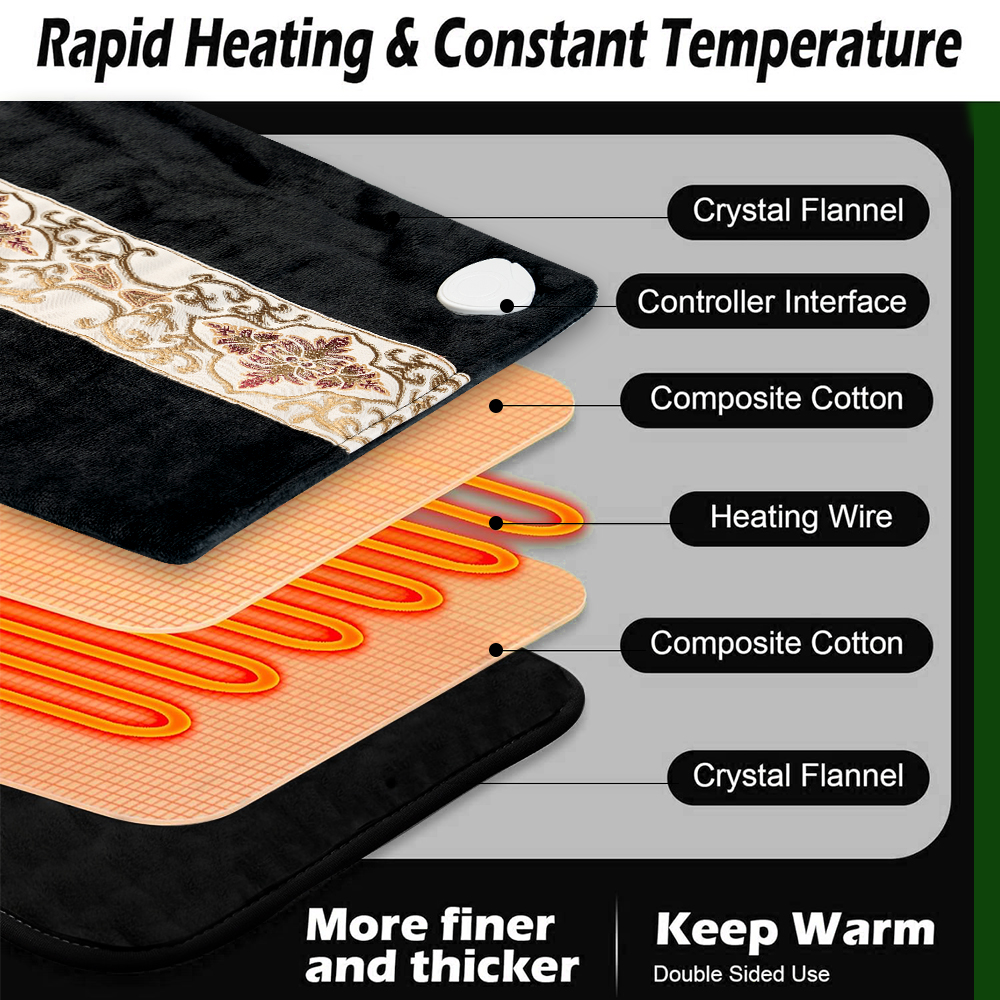 Kibhous Heating Pad 12"×24" Black with 10 Settings photo 3