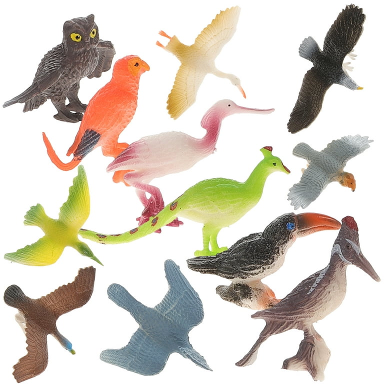12PCS/Set Simulation Wildlife Model Lifelike Bird Figurine Desktop  Adornment Educational Toy