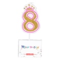 thumbnail image 1 of Decoraciones para tartas con forma de corona para niños de 0 a 8 años Velas con números sin humo para cumpleaños de niñas, 1 of 8