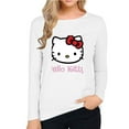 thumbnail image 3 of Hello Kitty Women's Long Sleeve Cotton T-Shirt, Lightweight Crewneck Tee, Modern Fit White 25Inch, 3 of 5