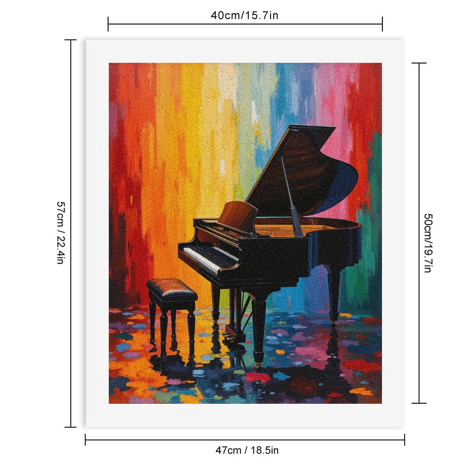 Paint By Numbers Kit for Adults Beginner - DIY Grand Piano Colorful Abstract Art Canvas Painting Kits for Adults, Frameless Paint By Number for Adults for Home Wall Decor 16x20 Inch