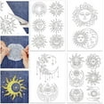 thumbnail image 2 of 4 Sheets Sun and Moon Pattern Water Soluble Hand Sewing Stabilizers for Fabric Embroidery Stitch Practice, 2 of 9