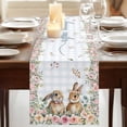 thumbnail image 3 of Easter Bunny Floral Table Runner, Spring Flowers Checkered Watercolor Washable Cotton Linen Table Runners 60 Inches Long, Dresser Scarf Runner for Coffee/TV Stands/Kitchen/Cabinets 13''x60'', 3 of 9