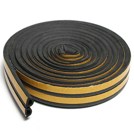 Black 5Meter D Type Draught Excluder Self-Adhesive Weather Stripping Weatherstrip Rubber Foam Seal Strip For Door &