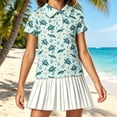 thumbnail image 2 of OOOUM Girls Short Sleeve Golf Shirt Mesh Tropical Graphic Crewneck Summer Tennis Tops Children Comfort Casual Athletic Clothes Tees Light Blue 3-4 Years, 2 of 5