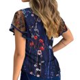 thumbnail image 3 of ITFABS Woman's Mesh Embroidery Top, Round Neck Short Falbala Sleeve T-shirt, 3 of 3