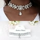 thumbnail image 2 of Elegante collar encanto perla simulada y diamantes de imitación cuentas gargantilla collar para mujer (plata), 2 of 5