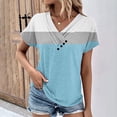 thumbnail image 2 of Timegard Tops for Women Color Block Button Short Sleeve T Shirts Causal Fashion Dressy Blouses, 2 of 6