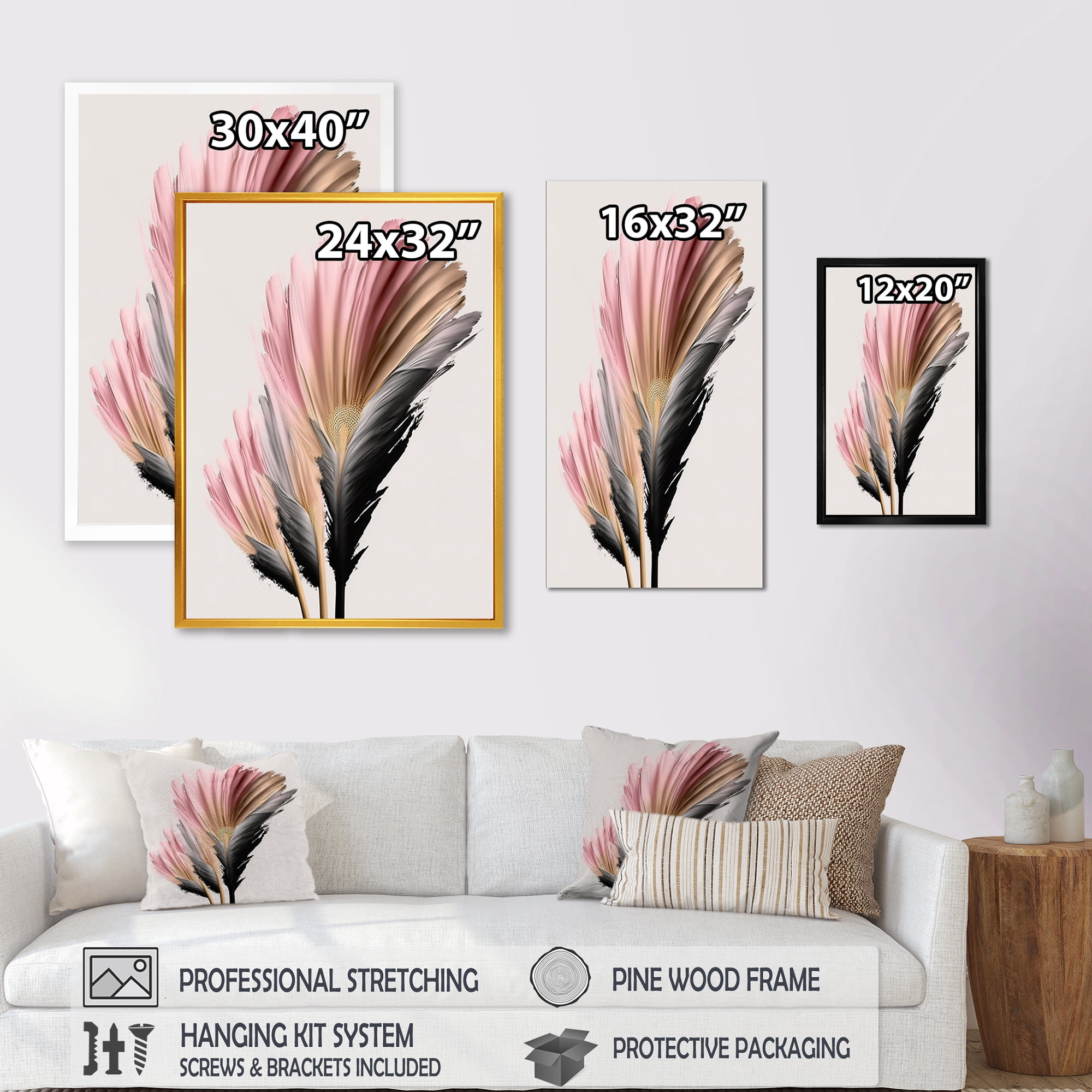Designart Pink And Beige Gerbera Hyperrealistic Flowers II Canvas Wall Art