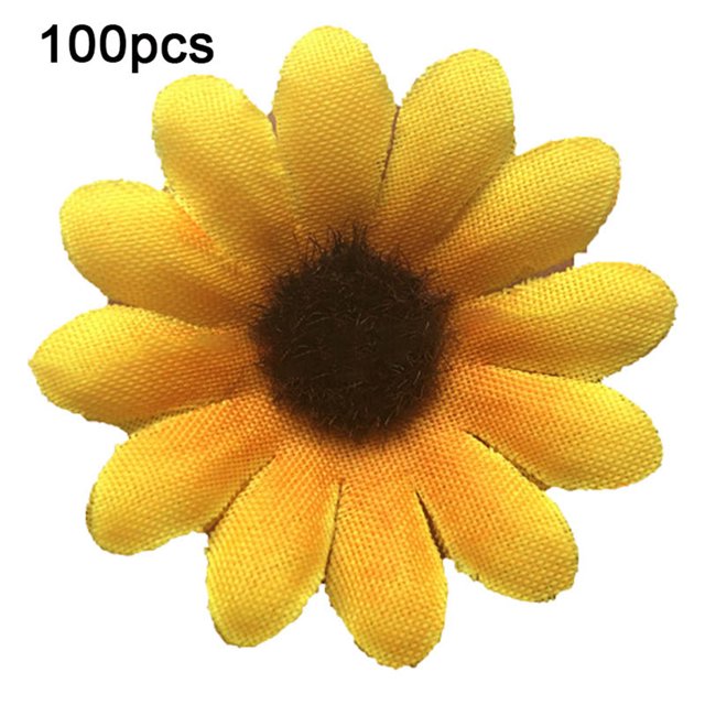 Cabeza de girasol artificial Simulación de cabezas de flores Ramo de fiesta de boda Accesorios de bricolaje, 100 piezas, Amarillo, 3 cm Advancent HA7119-10B