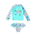 thumbnail image 1 of Alvivi Kid Girls Two Pieces Swimsuits Long Sleeves Diving Suit Surfing Swimming Costume Beachwear Cartoon Blue 14, 1 of 7
