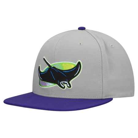 Men's Mitchell & Ness Gray Tampa Bay Rays Cooperstown Collection Basic Flip Snapback Hat