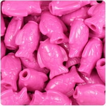 BeadTin Dark Pink Opaque 24mm Fish Pony Beads (24pcs)