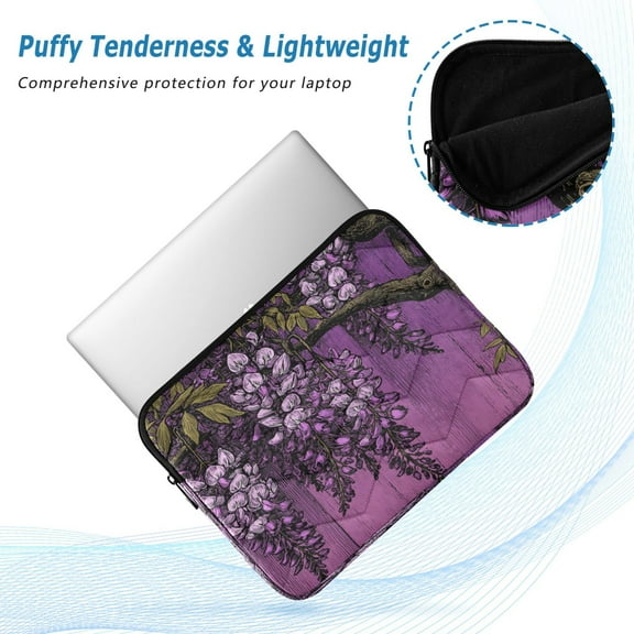Iauyy(M)13.4 inch Laptop Sleeve,Shockproof Durable Computer Carrying laptop Bag,Slim Cover for 13.4-14 inch HP Dell Lenovo Asus Notebook,Purple Wooden Decoration