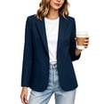 thumbnail image 2 of Women's Long Sleeve Notch Lapel Button Down Blazer Jacket With Pockets Solid Color Work Office Outfits | CSEONE,Navy S, 2 of 8