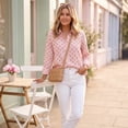 thumbnail image 7 of Domzest Womens Polka Dot Shirt Long Sleeve Button Down Shirts Loose Fit Lightweight Business Dressy Casual Blouse Pink XXL, 7 of 7