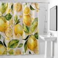 thumbnail image 4 of Lemon Leaves Fabric Shower Curtain Yellow Green Washable Shower Curtains for Bathroom, Waterproof Bath Curtain with Hooks Home Decor 72x72in, 4 of 8