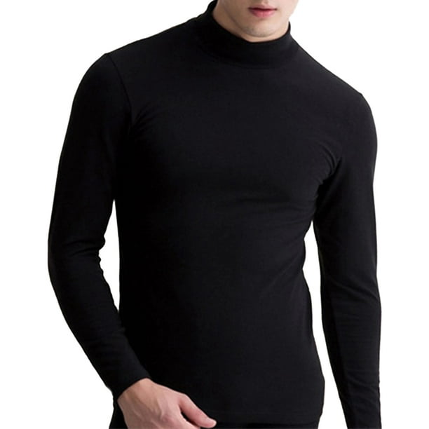 Incerun - Men Half-High Collar Long Sleeve Thermal Undershirt Basic ...
