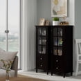 thumbnail image 6 of SESSLIFE Small Pantry Cabinet with Glass Door and 2 Drawers, Freestanding Storage Cabinet with Adjustable Shelves for Kitchen, Dining Room, Coffee Bar and Small Spaces, Black, 6 of 11