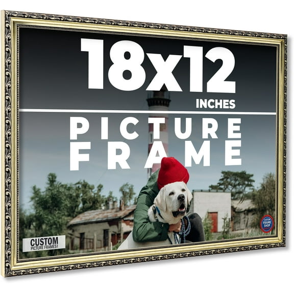 18x12 Frame Silver Solid Wood Picture Frame Width 1.125 Inches | Interior Frame Depth 0.375 Inches