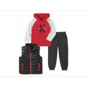 Calvin Klein Boys Nylon Vest Logo Hoodie and Pants Title: 2T/Red
