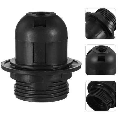 PTOOTP E27 Light Socket Outlet Black Plastic for Chandeliers and Floor Lamps 4Pcs